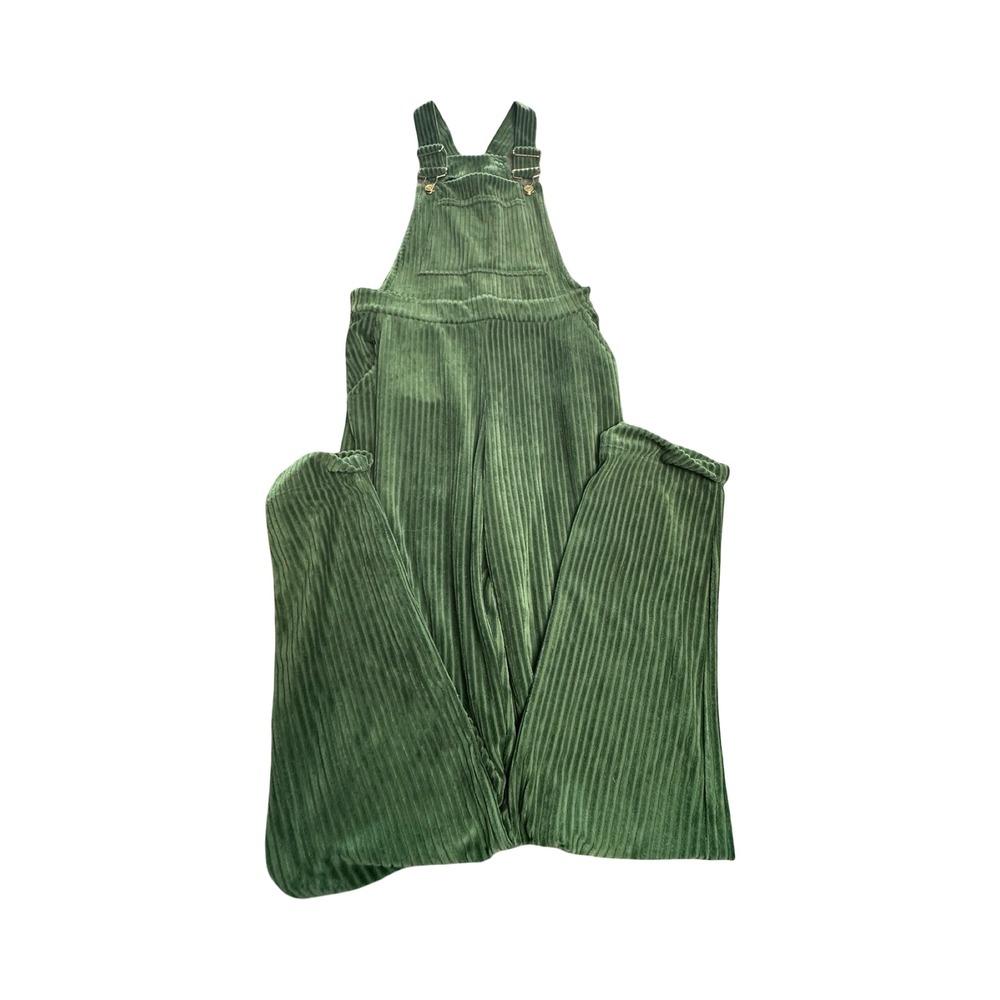 No Boundaries Overalls Women S Green Corduroy Wide Leg Bib Dungarees Cottagecore